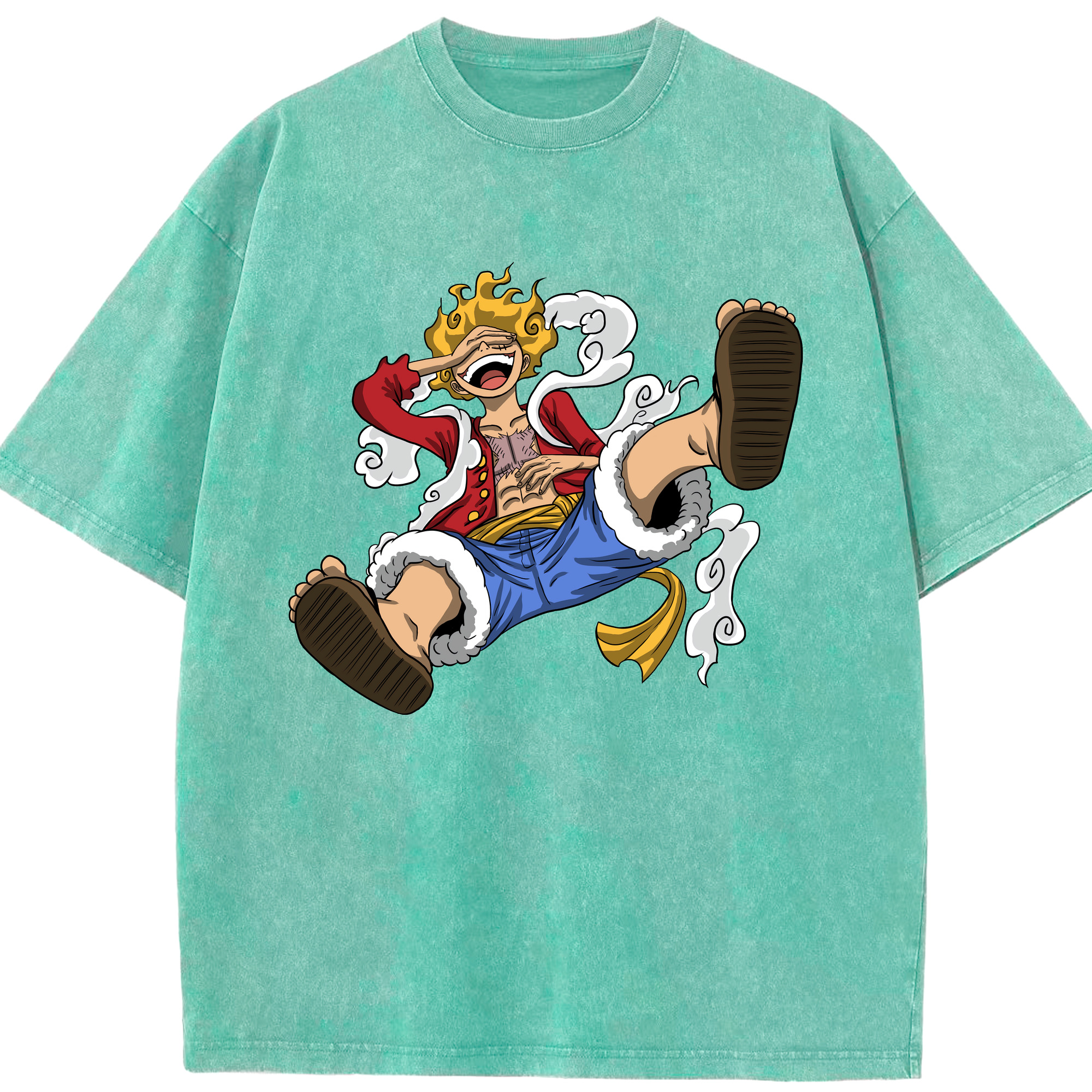 ワンピース モンキー・D・ルフィ ONE PIECE Monkey D. Luffy 綿100% ヴィンテージ風 半袖Tシャツ（フロントプリント）